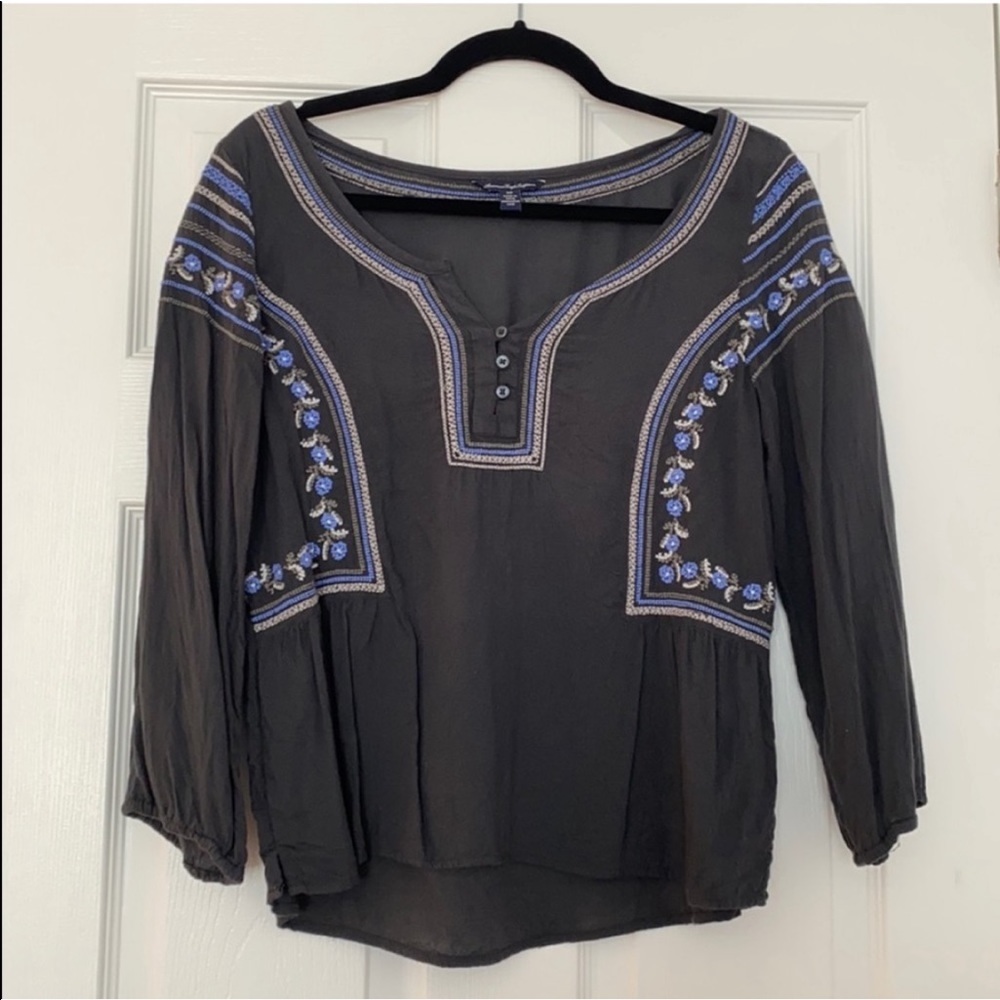 American Eagle Boho Quarter Sleeve Top
